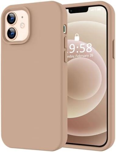 LOVE 3000 Designed for iPhone 12 Case/iPhone 12 Pro Case, Premium Silicone with [Soft Anti-Scratch Microfiber Lining] Shockproof Protective Phone Case for Men Women Girls 6.1", Light Brown