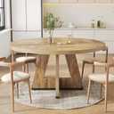 LITTLE TREE Round Dining Table for 4-6 People, 47 Inches Dining Room Table with Wooden Pedestal Base, Circle Kitchen Tables for Dining Room, Kitchen, Living Room, Oak