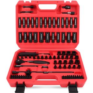 105-Piece 1/4" Drive Impact Socket Set, SAE 5/32"-9/16" & Metric 4-15mm, CR-V Steel Mechanics Tool Set with Ratchet Wrench, Adapters, Universal Joint, Screwdriver Bits, Bit Holder, Extension Bar