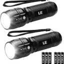 Lighting EVER LED Flashlights High Lumens, Small Flashlight, Waterproof, Adjustable Focus Flash Light for Outdoor, Emergency, Camping, AAA Batteries Included, 2 Pack