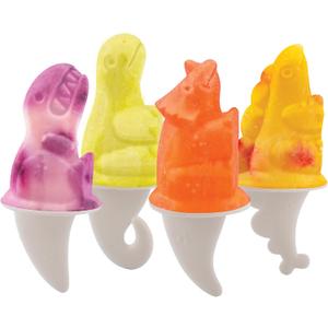 Tovolo Dino Ice Pop Molds Set of 4 Silicone Popsicle Molds with Sticks for Kids, Dishwasher Safe Dinosaur Popsicle Molds for Frozen Treats Snacks, BPA Free Silicone Dino Ice Pop Maker