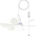 Portable Ceiling Fan with LED Light, Mini DC 5V USB Tent Fans for RV, 16.5Inch Small USB Ceiling Fan Hanging Camping Tent Gazebo Bed Dormitory, On/Off Button Switch, Detachable Blades