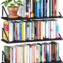 BAMEOS 24X8 Floating Shelves Rustic Wood Wall Shelf Set of 3,Bookshelf for Living Room, Office, and Bedroom, with Metal Bracket