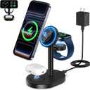 2025 3 in 1 Wireless Charging Station for Apple MagSafe Charger, 15W Fast Magnetic Mag-Safe Charger Stand for iPhone 17 16 15 14 13 12 Apple Watch AirPods Series, Gifts for Men (Black)
