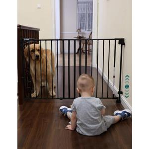 Babelio Removable & No Bottom Bar Baby Gate, 35.5-55" Hardware Mounted (Drill Needed)| Wide Walk-Thru| Auto-Close Safety Dog/Pet Gate for Stairs & Doorways (Black, 35.5-55" W, 30" H)