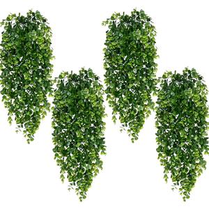 Waipfaru 4Pcs Fake Hanging Plants 2.7ft Fake Plants Eucalyptus Leaves UV Resistant Fake Vines Ivy Artificial Plants Outdoor Faux Plants Indoor Bedroom Living Room Boho Wall Porch Shelf Decor