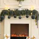 6Pcs Large Velvet Christmas Ball Ornaments 4" Dusty Blue Flocked Ornaments Set for Christmas Tree with 10Pcs Velvet Bows Shatterproof Xmas Hanging Decorations for Home Office Holiday Dcor