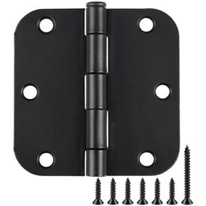 24 Pack Rounded Matte Black Door Hinges 3.5 inch x 3-1/2", 5/8 Radius Storage Hinge with White Interior Decoration Doors Classic Colour Coordination Closet Shed Hardware for Inside Home Improvement