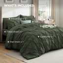 Bedsure Queen Comforter Set Olive Green - Bed in a Bag Queen Size Bedding 7 Pieces, GentleSoft™ Pintuck Bed Set Gift for Family, Pinch Pleat All Season Comforter with Sheets, Pillowcases & Shams