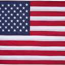 American flag with Pole, Flag poles Kit Embroidered USA Flag | 3x5 Ft | Includes 5 FT Heavy Duty Tangle Free Flagpole & Adjustable 180 Bracket for Indoor/Outdoor