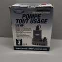Superior Pump 91570 3300GPH Thermoplastic Submersible Utility Pump with 10-Foot Cord, 1/2 HP