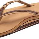 Rainbow Sandals Women’s Double Layer Flirty Braidy Premier Leather w/Single Braided Strap, Dark Brown, Ladies Small / 5.5-6.5 B(M) US