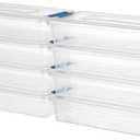 novelinks Clear Stackable Storage Bins with lid Storage Boxes Durable Plastic Organizer Containers for Home Office, Kitchen, Craft Supplies (4 Quart 8 Pack Blue)