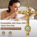 2551 Pressure Balancing Valve, Shower Diverter with Built-In 3-Function Transfer, Compatible with Posi-Temp Trim Valve, 1/2 CC/IPS Connections, Brass 4-Port for Bathtub and Shower