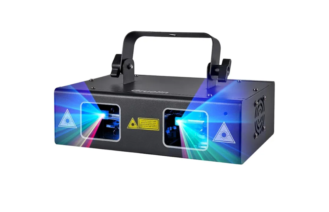 DJ Lights Party Lights, Gruolin RGB Full Color Laser Stage Light Music Sound Activated & DMX Control Patterns Projector, Perfect for Party Disco Bar Club Stage & DJ Lighting