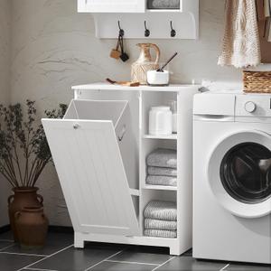 Haotian Bathroom Laundry Cabinet with Tilt-out Hamper, White BZR105-W (short)