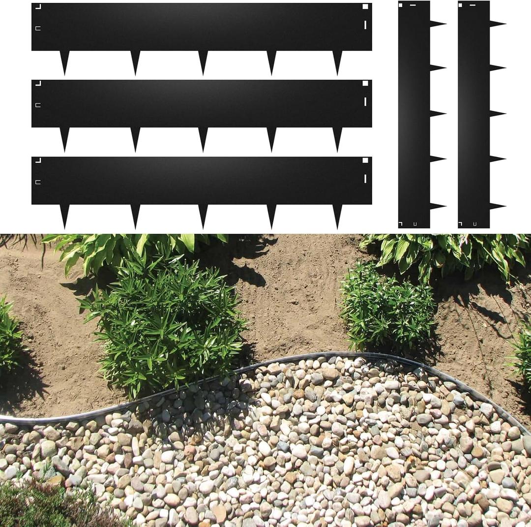 5PCS Steel Lawn Edging, Aluminum Alloy Landscape Edging, 3"x39" Garden Edging Border, 16.25 ft Length Flexible Aluminum Alloy Landscape Edging, Black Lawn Edge for Garden Yard