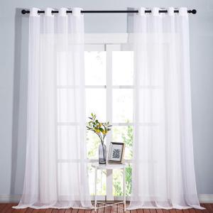 NICETOWN White Sheer Curtains Extra Long 135 inch Length for Large Windows, Grommet Soft and Touching Living Room Window Treatments Sweep to Floor for Villa, 108" Wide Total 2 Pieces