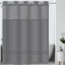 Hookless It's A Snap! Escape Shower Curtain, 3-in-1 Includes Fabric Shower Curtain with Sheer Top Window, Flex-On Rings & Fabric Liner, 71" x 74", Graphite