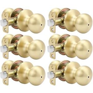 goldenwarm Gold Interior Door Knobs, Bedroom Door Knob, Door Knobs Interior Bulk, Brushed Gold Privacy Door Knob for Bedroom or Bathroom(5 Pack)