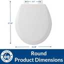 Bemis 500TTT Durable Wood Toilet Seat, Secure Hinges Stay Tight, Made in USA, Round, White
