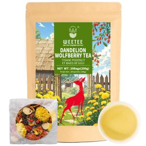 WT WEETEE Dandelion Wolfberry Tea Bags 200g 60-80 Cup, 7 Natural Herbal Ingredients Goji Berry Chrysanthemum Cassia Seed, Wolfberry & Dandelion Herbal Tea (20 Count (Pack of 1))