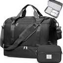 Travel Duffel Bag,Carry-On Overnight Weekender Bags with Shoes Compartment | Travel Bag with Wet Pocket & Toiletry Bag,For Spirit Airlines 18x14x8 Personal Item Bag,Small,Black