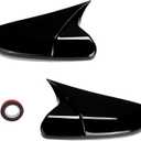 Moonlinks Compatible with 2016-2021 Honda Civic Side Ox Horn Mirror Cover Overlay, Glossy Black LH & RH Side Door Rearview Mirror Cap Trim for 10th Gen Civic,2019-2022 Insight,(1 Pair)
