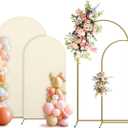 Arch Backdrop Stand and Cover Set, 2 Metal Balloon Arch Backdrop 7.2ft 6ft, Gold Arched Stand Frame for Wedding, Parties,Birthday, Backdrop Decorations (Beige,7.2ft+6ft)