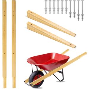 Wheelbarrow Handles Replacement Kit,59'' Wooden Wheel Barrow Parts,with 2 Heavy Duty Wheelbarrow Wedge,Easy Install