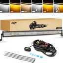Auxbeam 42 Inch LED Light Bar, 240W Curved Amber White Strobe Lights, 6 Modes Spot Flood Combo Beam Fog Driving Light for Car Jeep Off Road SUV UTV with 10FT Wiring Harness