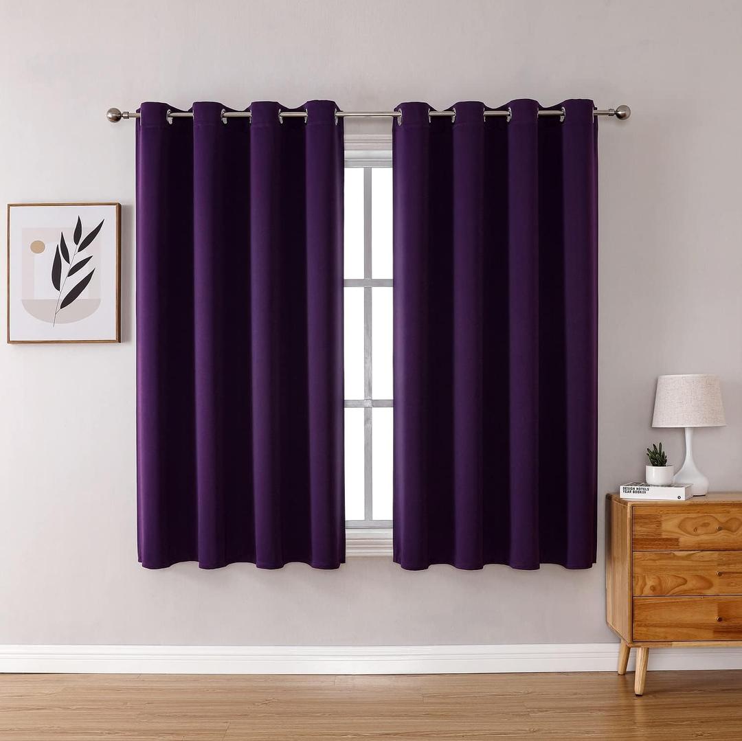 ChrisDowa Grommet Blackout Curtains for Bedroom and Living Room  Thermal Insulated Room Darkening Curtains  (Royal Purple, 52W x 63L)