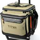 Titan by Arctic Zone Collapsible Wheeled Soft Sided Cooler with Detachable Rolling AT Cart, Insulated Bag with Leak Proof Lining, for Travel, Beach, Picnic, 60 Can Capacity