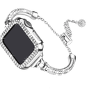 Secbolt Bling Band and Case Compatible with Apple Watch Band 38mm 40mm 41mm 42mm 44mm 45mm, Women Dressy Metal Bracelet with Rhinestone Bumper for iWatch Series 9/8/7/SE/6/5/4/3/2/1