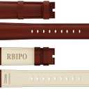 14mm 16mm 18mm 20mm 21mm 22mm 23mm 24mm Leather Watch Band Quick Release Watch Strap Replacement Deployment Buckle Wristband for Men and Women (Glossy Leather/Drak Brown)