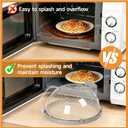 10" Microwave Splatter Cover with Water Steamer, Microwave Cover for Food, Dome Splatter Guard with Hanging Hole, Easy Clean & Space Saving Hanging Design, Grey