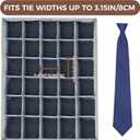 PINGMIC Gray Sock Organizer Divider 2 Pack with Lid - 30 Cell Foldable Closet Storage, Tie Organizer For Men Boxes for Socks, Ties, Belts
