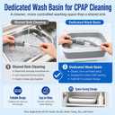CPAP Cleaning and Drying Kit with Hose Dryer, Collapsible Wash Basin, Full-Length Hose Brush, Thick Silicone Drying Mat, Hanging Hook, Dries 1 or 2 Hoses, 10-Speed Airflow, No Heat