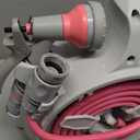 Garden Retractable Hose Reel, Portable Simple Home Hose Reel 45+5 FT with 7 Patterns Spray Nozzle, Wall Mounted and Any Length Lock for Garden Watering, Car Washing, Pet (Red Rose)