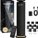 Waterless Scent Diffuser Starter Kit with 5 Oils, Luxury Hotel Style Cold Air Diffuser Oil Machine for Home, 1000 Sq Ft Coverage, Quiet Nebulizing Aromatherapy with Remote, Tower Fabric Design, Black