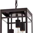 Large Outdoor Pendant Light Fixture for Porch, Oil Rubbed Bronze Outdoor Hanging Lantern Pendant Light with Clear Glass, 3 Lights Exterior Porch Chandelier for Outside Patio,Front Door,Enterway