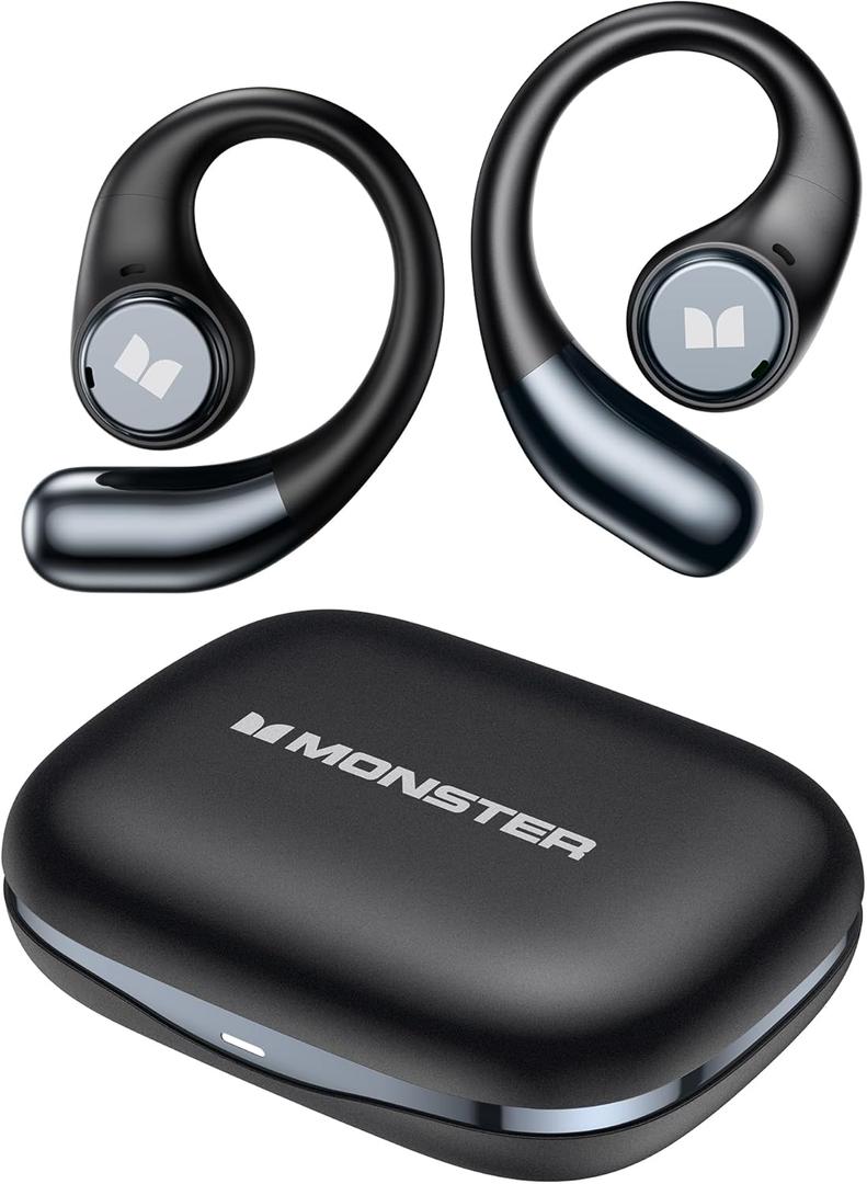 Monster Open Ear AC336 Headphones, Bluetooth 6.0 Wireless Earbuds with Stereo Sound, ENC Clear Call, 21H Playtime, Type-C Charging, Touch Control, IPX6 Waterproof Open Ear Earbuds for Sports Fitness