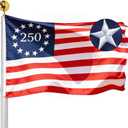 Embroidered 250 Years Betsy Ross USA Anniversary Flag 3x5 Flag Outdoor- 1776 2026 250th Patriot American Commemorative Flags Heavy Duty Nylon Sewn Stripes With 2 Brass Grommets for Celebration