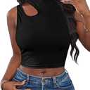 LovelyWholesale Crop Tops for Women Sexy Cut Out Tops Mock Neck Tank Top XL