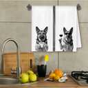 JWERBENPEY German Shepherd Wine Coffee Kitchen Towels Decorative, German Shepherd Gifts, Wine and Coffee Lovers Drinkers Gifts, Dog Dish Hand Tea Towels for Kitchen, 16x24 Inch Set of 2