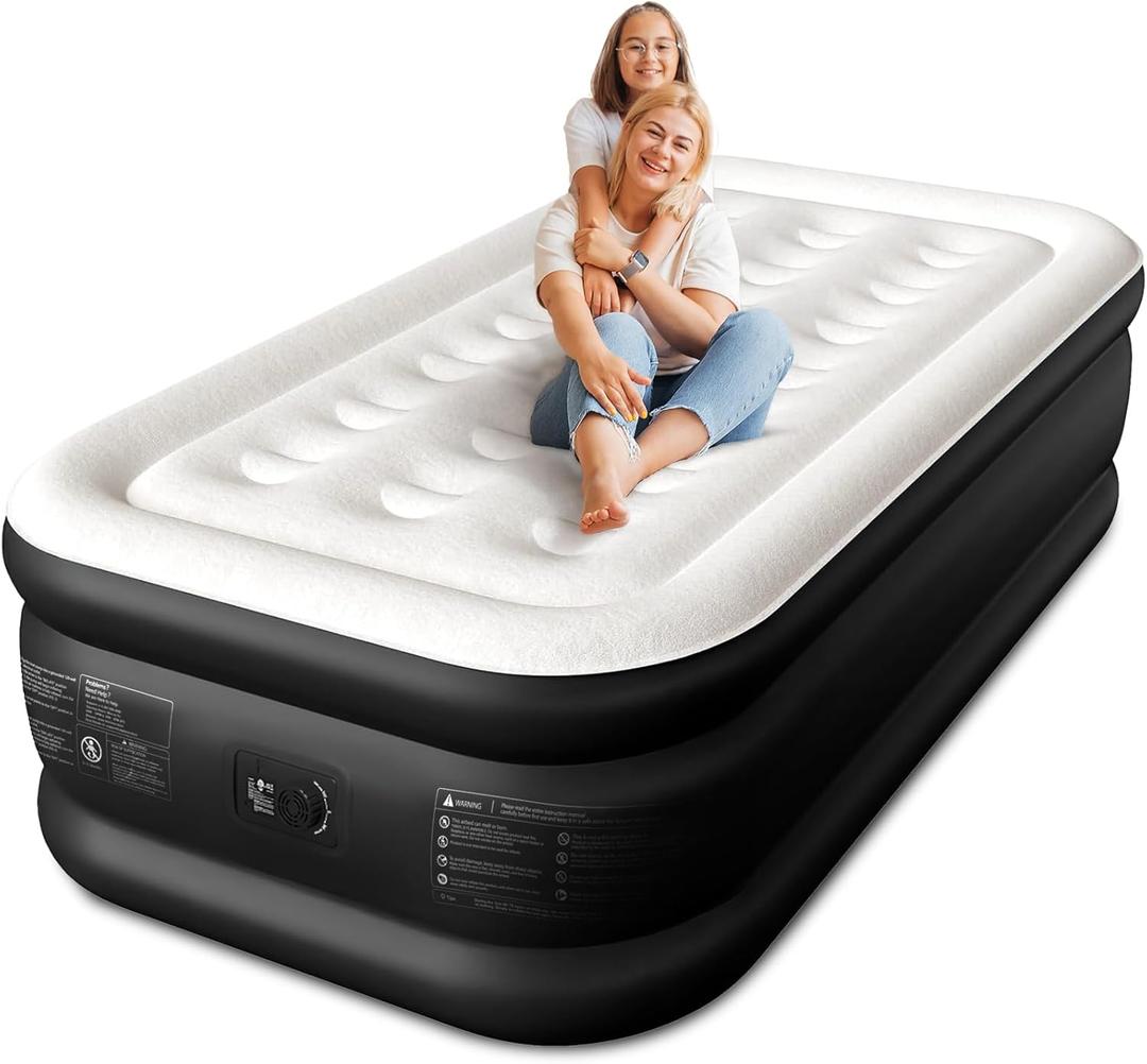 Twin XL Air Mattress with Built-in Pump, 18" Raised Comfort, 80 Length, 48Hr Leak-Proof Test, Upgraded Honeycomb Pillar Design, Supports 500 lbs, 2-Min Inflation for Home, Guests & Camping