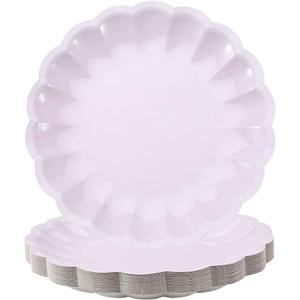 BHHQHH 50Pcs Disposable Scalloped Paper Plates 9 Inch Shell Edge Dinner Paper Plates for Wedding Baby Shower Birthday Party Bridal Party Decorations (Pink)