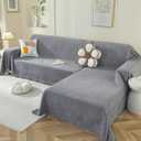 OstepDecor Sectional Couch Covers 2 Pieces, L Shaped Sofa Cover, Chenille Couch Cover for Dogs Washable, Couch Cover Blanket, Sofa Slipcover for 2-3 Cushion Couch (71"x102"+71"x118", Dark Grey)