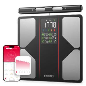 FITINDEX Smart Scale for Body Weight, Body Composition Analyzer with 8-Electrode Large Platform for Weight, BMI, Fat, Muscle Mass, Segmental Muscle Analysis, High Precision, 400 lbs