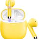 Wireless Earbuds, Bluetooth 5.4 Earbuds Stereo Bass, Bluetooth Headphones in Ear Noise Cancelling Mic, Earphones IP7 Waterproof Sports, 32H Playtime USB C Charging Case Yellow Ear Buds for Android iOS